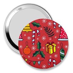 Colorful Funny Christmas Pattern 3  Handbag Mirrors by Vaneshart