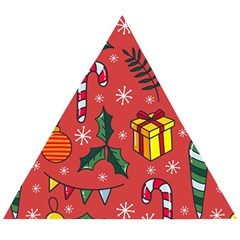 Colorful Funny Christmas Pattern Wooden Puzzle Triangle