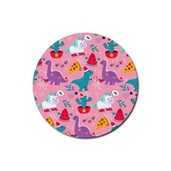 Colorful Funny Christmas Pattern Ho Ho Ho Rubber Round Coaster (4 Pack)  by Vaneshart