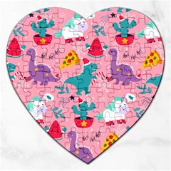 Colorful Funny Christmas Pattern Ho Ho Ho Jigsaw Puzzle (heart) by Vaneshart