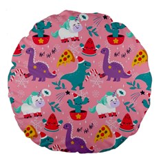 Colorful Funny Christmas Pattern Ho Ho Ho Large 18  Premium Flano Round Cushions by Vaneshart