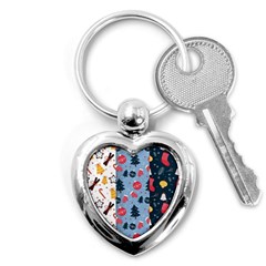 Christmas Pattern Collection Flat Design Key Chain (heart) by Vaneshart