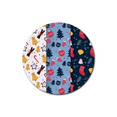 Christmas Pattern Collection Flat Design Rubber Round Coaster (4 Pack)  by Vaneshart