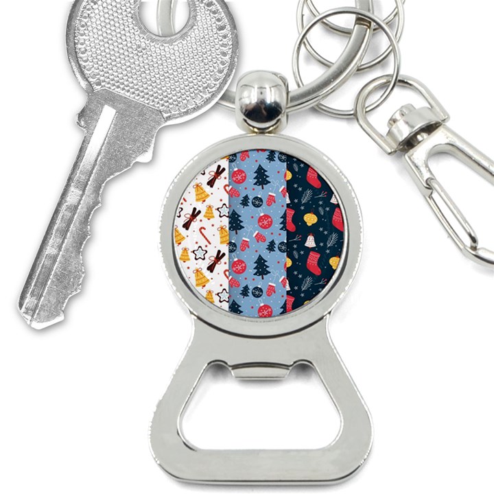 Christmas Pattern Collection Flat Design Bottle Opener Key Chain