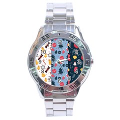 Christmas Pattern Collection Flat Design Stainless Steel Analogue Watch by Vaneshart