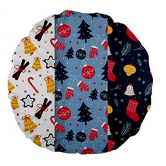 Christmas Pattern Collection Flat Design Large 18  Premium Round Cushions by Vaneshart