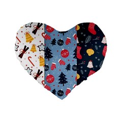 Christmas Pattern Collection Flat Design Standard 16  Premium Heart Shape Cushions by Vaneshart