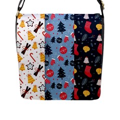 Christmas Pattern Collection Flat Design Flap Closure Messenger Bag (l) by Vaneshart