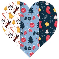 Christmas Pattern Collection Flat Design Wooden Puzzle Heart by Vaneshart