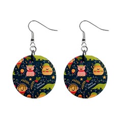 Colorful Funny Christmas Pattern Merry Christmas Xmas Mini Button Earrings by Vaneshart