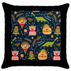 Colorful Funny Christmas Pattern Merry Christmas Xmas Throw Pillow Case (black) by Vaneshart