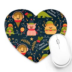 Colorful Funny Christmas Pattern Merry Christmas Xmas Heart Mousepads by Vaneshart