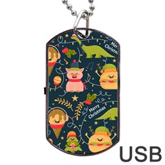 Colorful Funny Christmas Pattern Merry Christmas Xmas Dog Tag Usb Flash (one Side) by Vaneshart