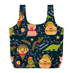 Colorful Funny Christmas Pattern Merry Christmas Xmas Full Print Recycle Bag (l) by Vaneshart