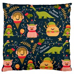 Colorful Funny Christmas Pattern Merry Christmas Xmas Large Flano Cushion Case (one Side) by Vaneshart