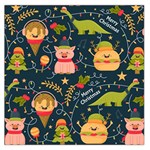 Colorful Funny Christmas Pattern Merry Christmas Xmas Large Satin Scarf (Square) Front