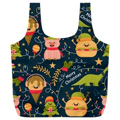 Colorful Funny Christmas Pattern Merry Christmas Xmas Full Print Recycle Bag (xxxl) by Vaneshart