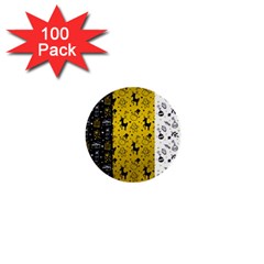 Black Golden Christmas Pattern Collection 1  Mini Buttons (100 Pack)  by Vaneshart