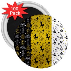 Black Golden Christmas Pattern Collection 3  Magnets (100 Pack) by Vaneshart