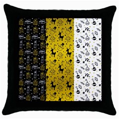 Black Golden Christmas Pattern Collection Throw Pillow Case (black) by Vaneshart