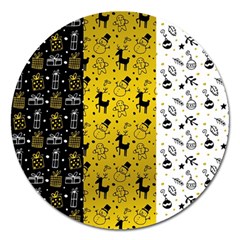 Black Golden Christmas Pattern Collection Magnet 5  (round) by Vaneshart