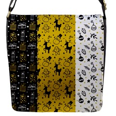 Black Golden Christmas Pattern Collection Flap Closure Messenger Bag (s) by Vaneshart