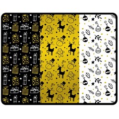 Black Golden Christmas Pattern Collection Double Sided Fleece Blanket (medium)  by Vaneshart