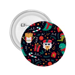 Colorful Funny Christmas Pattern Cute Cartoon 2 25  Buttons by Vaneshart