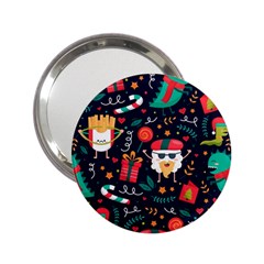 Colorful Funny Christmas Pattern Cute Cartoon 2 25  Handbag Mirrors by Vaneshart