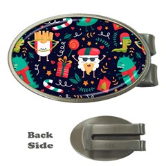 Colorful Funny Christmas Pattern Cute Cartoon Money Clips (oval)  by Vaneshart