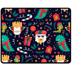 Colorful Funny Christmas Pattern Cute Cartoon Double Sided Fleece Blanket (medium)  by Vaneshart