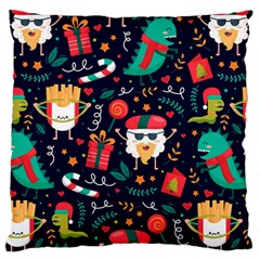 Colorful Funny Christmas Pattern Cute Cartoon Large Flano Cushion Case (one Side) by Vaneshart