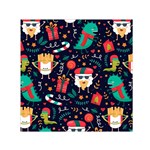 Colorful Funny Christmas Pattern Cute Cartoon Small Satin Scarf (Square) Front