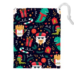 Colorful Funny Christmas Pattern Cute Cartoon Drawstring Pouch (4xl) by Vaneshart