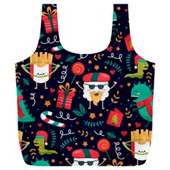 Colorful Funny Christmas Pattern Cute Cartoon Full Print Recycle Bag (xxxl) by Vaneshart