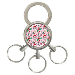 Colorful Funny Christmas Pattern Santa Claus 3-ring Key Chain by Vaneshart