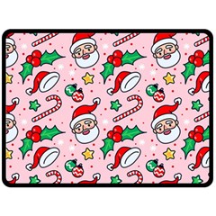 Colorful Funny Christmas Pattern Santa Claus Fleece Blanket (large)  by Vaneshart