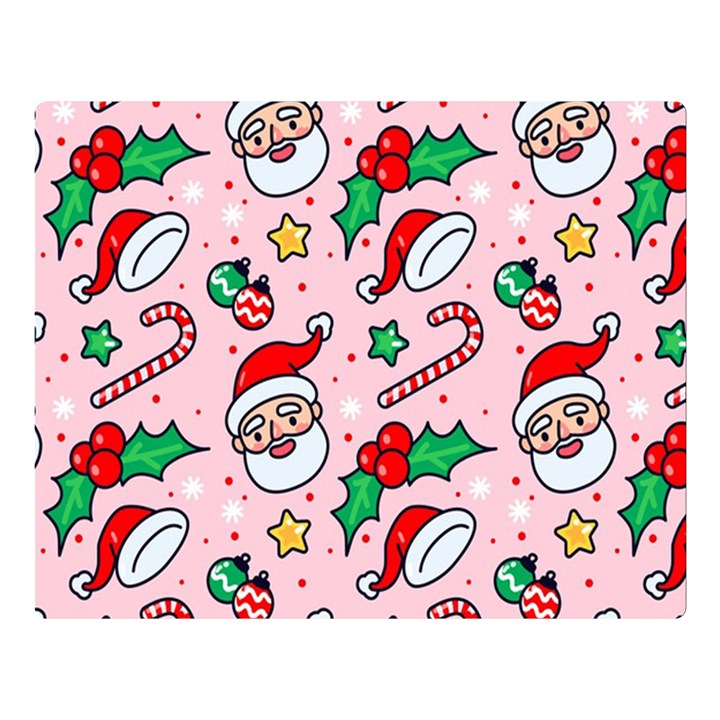 Colorful Funny Christmas Pattern Santa Claus Double Sided Flano Blanket (Large) 