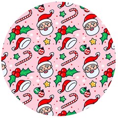 Colorful Funny Christmas Pattern Santa Claus Wooden Bottle Opener (round)