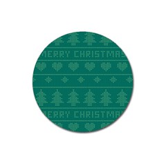 Beautiful Knitted Christmas Pattern Green Magnet 3  (round) by Vaneshart