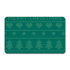 Beautiful Knitted Christmas Pattern Green Magnet (rectangular) by Vaneshart