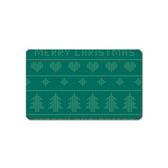 Beautiful Knitted Christmas Pattern Green Magnet (name Card) by Vaneshart