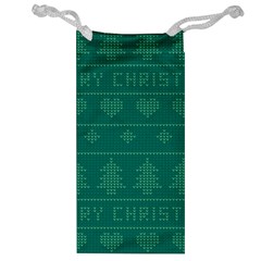 Beautiful Knitted Christmas Pattern Green Jewelry Bag by Vaneshart