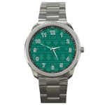 Beautiful Knitted Christmas Pattern Green Sport Metal Watch Front