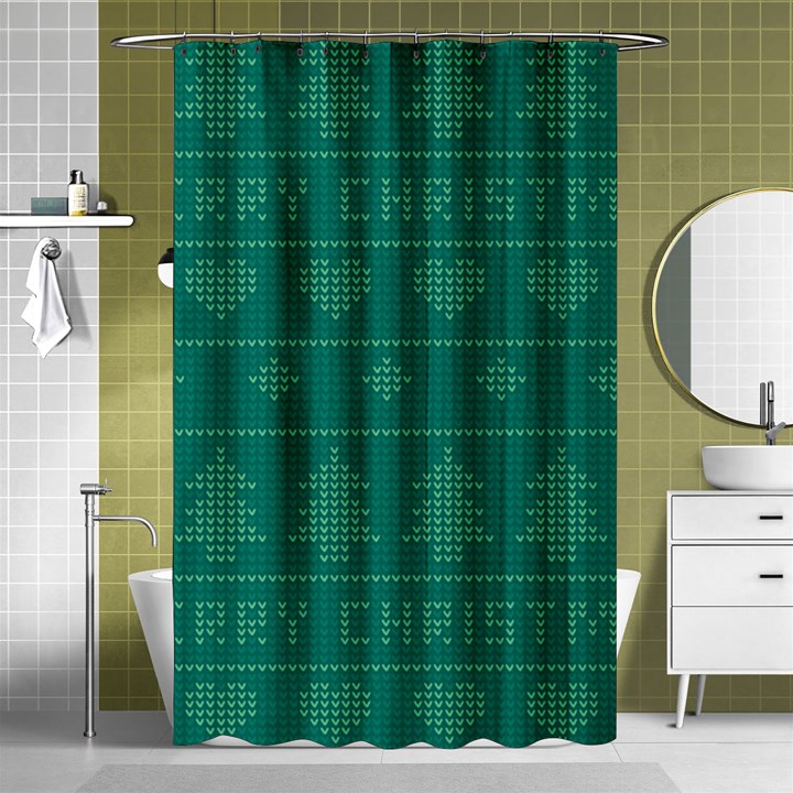 Beautiful Knitted Christmas Pattern Green Shower Curtain 48  x 72  (Small) 