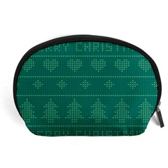 Beautiful Knitted Christmas Pattern Green Accessory Pouch (large) by Vaneshart