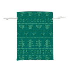 Beautiful Knitted Christmas Pattern Green Lightweight Drawstring Pouch (l) by Vaneshart