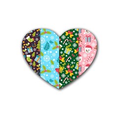 Flat Design Christmas Pattern Collection Rubber Coaster (heart)  by Vaneshart