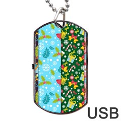 Flat Design Christmas Pattern Collection Dog Tag Usb Flash (two Sides) by Vaneshart