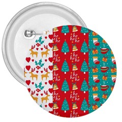 Funny Christmas Pattern Hohoho 3  Buttons by Vaneshart